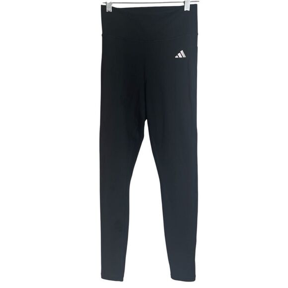 Adidas Black Solid Leggings Size Medium Tight Fit Pocket Aeroready Striped Logo - Picture 5 of 13